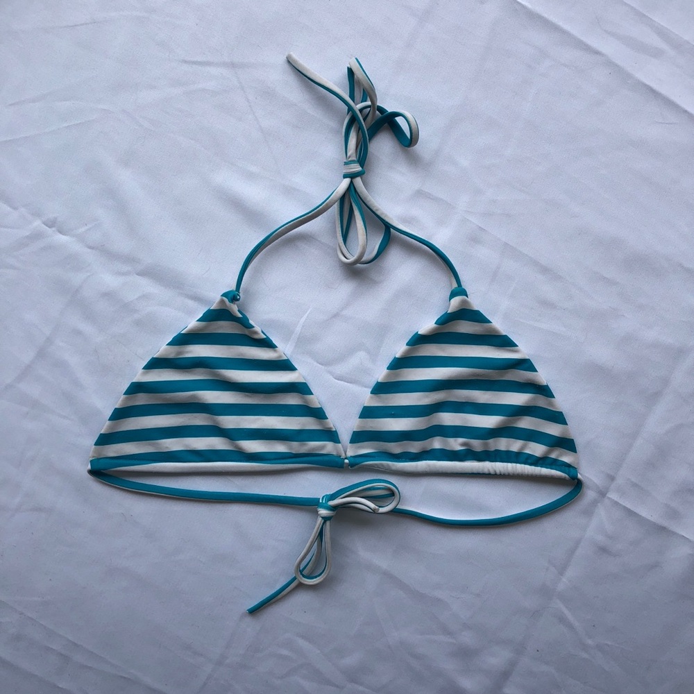 Mikoh Light Blue and White Striped Triangle Top